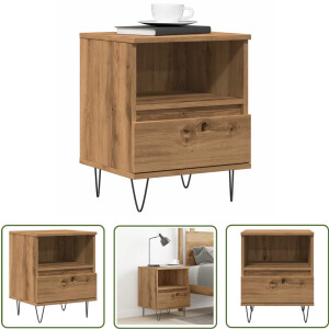 vidaXL Kastje - Nachtkastje - Nachtkastje 40x35x50 cm bewerkt hout artisanaal eikenkleur - Houten Nachttafel - Slaapkamersdecoratie - Bergruimte