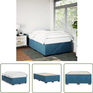 vidaXL Fluweel Bed - Bed Frame - Bedframe fluweel blauw 120x200 cm - Blauwdruk Bed - Tweepersoons Bed - Boxspring Bed
