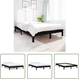 vidaXL Grenenhout Bed - Massief Hout Bed - Bedframe massief grenenhout zwart 180x200 cm - Zwart Bed - King Size Bed - Boxspring Bed