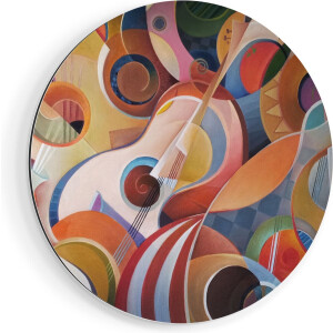 Artaza Dibond Muurcirkel - Kleurrijke Gitaar Achtergrond - Abstract - Ø 90 cm - Groot - Wandcirkel - Rond Schilderij - Voor Binnen en Buiten