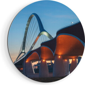Artaza Dibond Muurcirkel Oversteek Brug in Nijmegen - Ø 60 cm - Wandcirkel - Rond Schilderij - Voor Binnen en Buiten