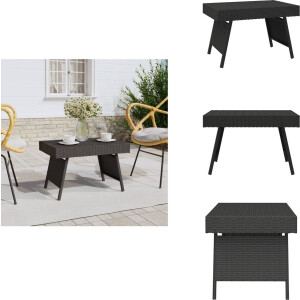 vidaXL Bijzettafel - Bijzettafels - Salontafel - Tafel - Bijzettafel inklapbaar 60x40x38 cm poly rattan zwart