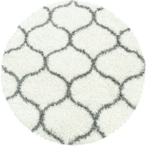 Flycarpets Azure Rond Vloerkleed Berber Motief - Crème / Grijs - Hoogpolig - Woonkamer - 160x160 cm
