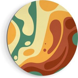Artaza Dibond Muurcirkel Abstracte Kunst - Organische Kleurrijke Vormen - Ø 40 cm - Klein - Wandcirkel - Rond Schilderij - Voor Binnen en Buiten