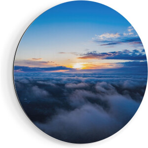 Artaza Dibond Muurcirkel Zonsondergang In De Wolken  - Ø 50 cm - Klein - Wandcirkel - Rond Schilderij - Voor Binnen en Buiten