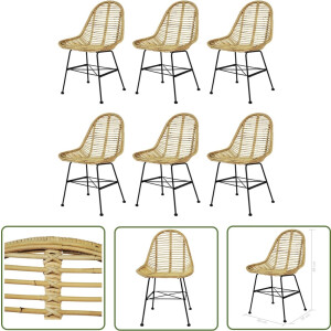 The Living Store Eetkamerstoelen Koloniale Stijl - 49x56x84 cm - Natuurlijke Rattan Zitting