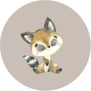 Label2X - Muurcirkel kids wasbeertje - 30 cm - Forex - Multicolor - Wandcirkel - Rond Schilderij - Muurdecoratie Cirkel - Wandecoratie rond - Decoratie voor woonkamer of slaapkamer