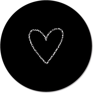 Label2X - Muurcirkel getekend hartje leopard - Ø 40 cm - Dibond - Multicolor - Wandcirkel - Rond Schilderij - Muurdecoratie Cirkel - Wandecoratie rond - Decoratie voor woonkamer of slaapkamer