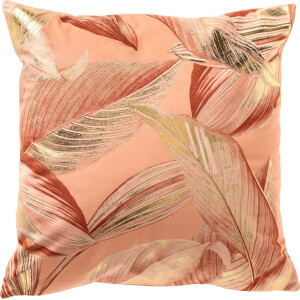 Dutch Decor MAYSA - kussenhoes 45x45 cm - bladmotief - Peach Bloom - roze, goud, oranje - met rits - zonder binnenkussen