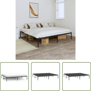 vidaXL Metalen Bedframe - Klassieke Bed Frame - Bedframe metaal zwart 200x200 cm - Staal Bedframe - Boxspring Bed - Tweepersoons Bed