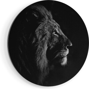 Artaza Dibond Muurcirkel Leeuw - Leeuwenkop - Ø 90 cm - Groot - Wandcirkel - Rond Schilderij - Voor Binnen en Buiten