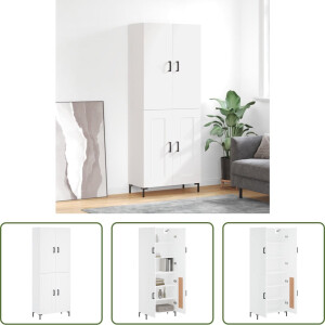 The Living Store Hoge Kast - bewerkt hout en metaal - 69.5 x 34 x 180 cm