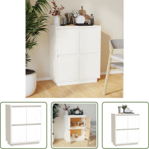 The Living Store Dressoir - Grenenhout en MDF - 60 x 34 x 75 cm - Wit