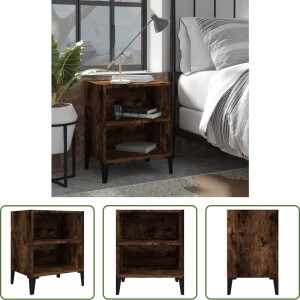 The Living Store Nachtkastje - Industrieel - Meubelen - 40x30x50 cm - Gerookt eiken