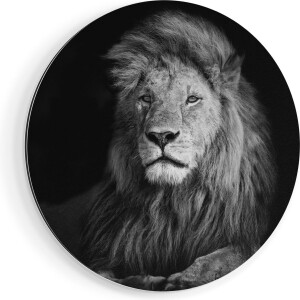 Artaza Dibond Muurcirkel Leeuw - Leeuwenkop - Ø 60 cm - Wandcirkel - Rond Schilderij - Voor Binnen en Buiten