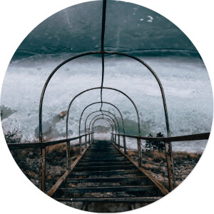 Label2X - Muurcirkel mystic bridge - Ø 30 cm - Forex - Multicolor - Wandcirkel - Rond Schilderij - Muurdecoratie Cirkel - Wandecoratie rond - Decoratie voor woonkamer of slaapkamer