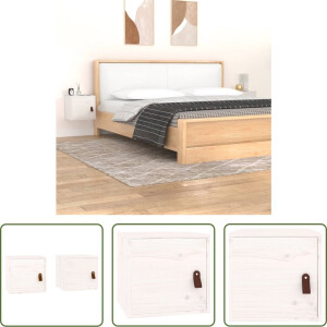 The Living Store Wandkasten 2 st 31,5x30x30 cm massief grenenhout wit - Wandkast - Houten Kast - Opbergkast - Grenoble Hout - Wit Meubilair