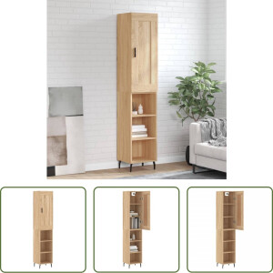 The Living Store Hoge Kast - Sonoma Eiken - Bewerkt Hout - 180 cm