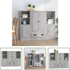 The Living Store Hoge Kast - Grijs Sonoma Eiken - 132 x 35.5 x 103.5 cm - Duurzaam hout
