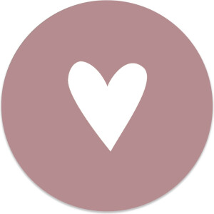 Label2X - Muurcirkel kids hart oudroze - Ø 30 cm - Dibond - Multicolor - Wandcirkel - Rond Schilderij - Muurdecoratie Cirkel - Wandecoratie rond - Decoratie voor woonkamer of slaapkamer