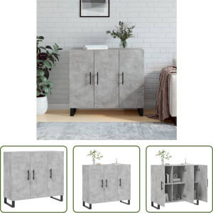 The Living Store Dressoir Betongrijs - 90 x 34 x 80 cm - Duurzaam bewerkt hout en metaal