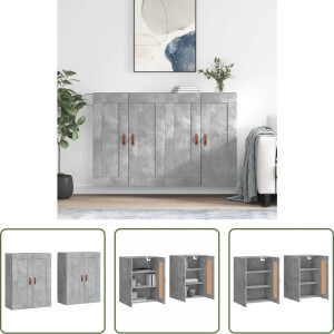 The Living Store Wandkast Betongrijs 69.5 x 34 x 90 cm - Legkast voor Wandmontage