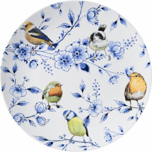Heinen Delfts Blauw Wandbord Bosvogels Bloesem - Keramiek - Blauw - 31 x 31 x 0 cm (BxHxD)