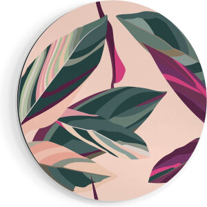 Artaza Dibond Muurcirkel Bloem Bladeren - Bloemen - Abstract - Ø 80 cm - Groot - Wandcirkel - Rond Schilderij - Voor Binnen en Buiten