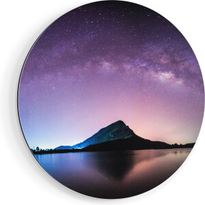 Artaza Dibond Muurcirkel Melkweg Bij Een Berg In Thailand - Ø 70 cm - Wandcirkel - Rond Schilderij - Voor Binnen en Buiten