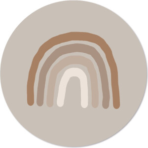Label2X - Muurcirkel kids regenboog beige - 80 cm - Forex - Multicolor - Wandcirkel - Rond Schilderij - Muurdecoratie Cirkel - Wandecoratie rond - Decoratie voor woonkamer of slaapkamer