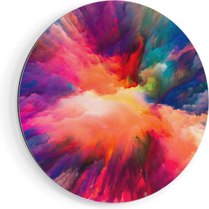 Artaza Dibond Muurcirkel Abstracte Kunst van Kleuren Verf - Ø 90 cm - Groot - Wandcirkel - Rond Schilderij - Voor Binnen en Buiten