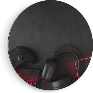 Artaza Dibond Muurcirkel Gaming Spullen - Accessoires - Controller - Ø 90 cm - Groot - Wandcirkel - Rond Schilderij - Voor Binnen en Buiten