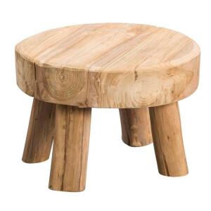 Leen Bakker - Bijzettafel Tjeu - Teak - 30xØ45 Cm - Teakhout - Bruin