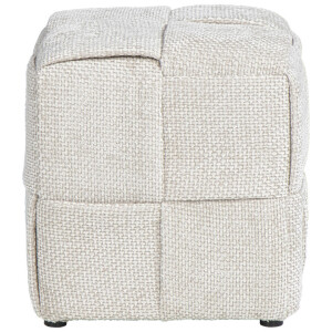 Leen Bakker - Poef Granada - Zand - 40x37x37 Cm - Stof - Beige#Crème