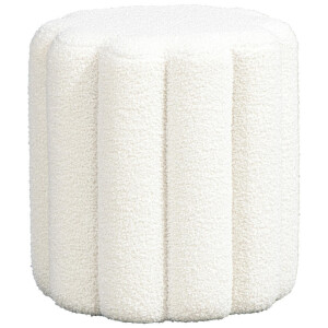 Leen Bakker - Poef Bilbao - 40xØ38 Cm - Stof - Wit