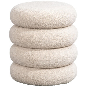Leen Bakker - Poef Daroca - 50xØ45 Cm - Stof - Beige