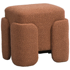 Leen Bakker - Poef Lorca - 40xØ37 Cm - Stof - Bruin