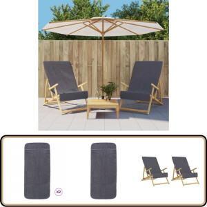 vidaXL Strandhanddoeken - 2 stuks - 60x135 cm - Antraciet Strandhanddoek - Beach Towel - Badelaken - Anti Slip - Zacht Materiaal