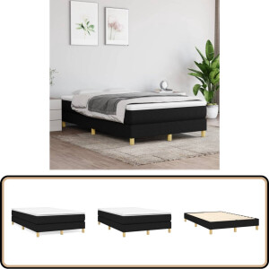 vidaXL Bedframe 120x200 cm - Zwart Polyester Boxspringframe - Bedframe - Tweepersoonsbed - Slaapcomfort - Zware Constructie