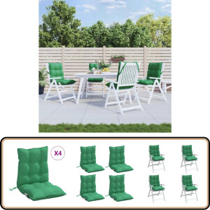 vidaXL Stoelkussens 4 stuks - Lage rug - Groen Stoelkussen - Stoelkussens - Tuinstoelkussen - Buitenkussen