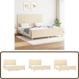 vidaXL Bedframe - crèmekleurig - 160x200 cm Bed Frame - Bedhead - Tweepersoonsbed - Stoffen Bed - Creme Kleur
