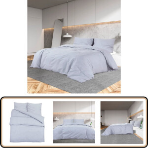 vidaXL Dekbedovertrekset - 200x200 cm - Microvezel - Grijs Dekbedovertrek - Microvezel - Grijze Bedding - Tweepersoons Overtrek - Slaapcomfort