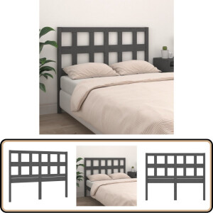 vidaXL Hoofdbord - 165,5x100 cm - Massief grenenhout - Grijs Houten Hoofdbord - Hoofdeinde - Rustieke Stijl - Grijze Kleur - Massief Hout