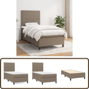 vidaXL - Boxspring - met - matras - stof - taupe - 100x200 - cm