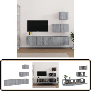 vidaXL Tv-meubelset - 4-delig - Grijs Sonoma Eiken Tv Meubel Set - Tv Kast - Salon Meubels - Houten Tv Stand - Media Kast