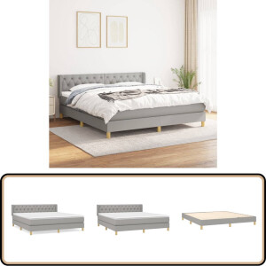 vidaXL Boxspring - Lichtgrijs - 160x200 cm - Inclusief Matras Boxspringbed - Slaapcomfort - Boxspring - Tweepersoonsbed - Grijs Bed