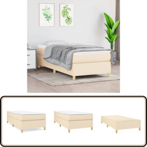 vidaXL Bedframe - 90x200 cm - Crèmekleurig Stof Boxspring Frame - Bedframe - Tweepersoons Bed - Één Persoons Bed - Creme Kleurige Bed