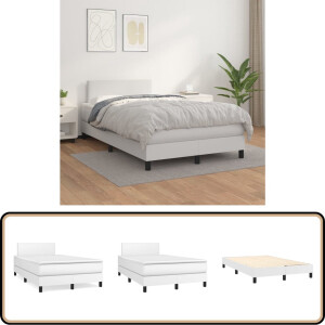 vidaXL Boxspring Kunstleer - Wit - 120x200 cm Boxspringbed - Kunstleder Bed - Wit Bed - Tweepersoons Bed - Boxspring Frame