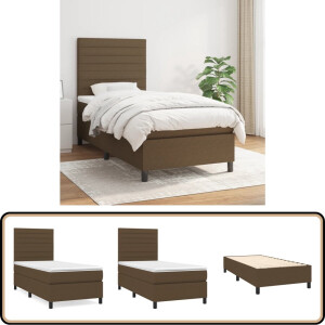 vidaXL Boxspring met matras - Donkerbruin - 80x200 cm Boxspringbed - Boxsprings - Slaapkamer Meubels - Tweepersoons Bed - Donkere Kleuren