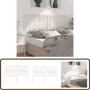 vidaXL Hoofdbord 146x100 cm Grenenhout Wit Houten Hoofdeinde - Rustic Interieur - Hoofdboard - Bedroom Decor - Wooden Headboard